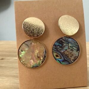 Gold and Abalone Shell Statement Earrings